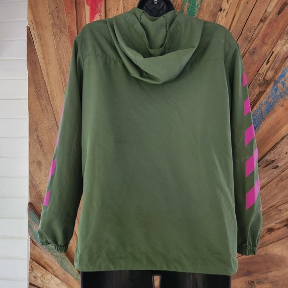 Off-White hooded waterproof windbreaker/jacket/rain coat Sz 12 - Picture 3 of 8